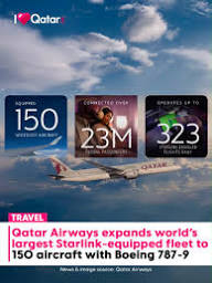 ✈️ Qatar Airways, the operator of the world's first and largest Starlink- equipped widebody fleet, has become the first airline to operate Starlink- equipped Boeing 787-9 aircraft globally, bringing the total number of its