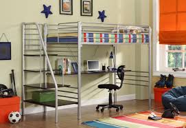 Bunk bed with desk and bookcase. Donco Silver Metal Bunk Beds With Desk And Stairs Kfs Stores