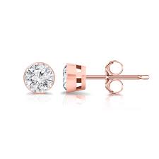 Amazon Com 14k Rose Gold Round Lab Grown Diamond Stud