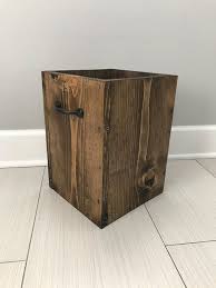 Dark Walnut Rustic Garbage Can Bathroom Trash Can 4 Gallon Etsy Bathroom Trash Can Bedroom Trash Can Wooden Trash Can