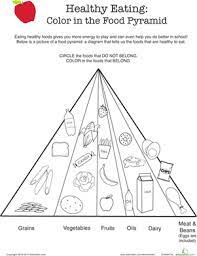 Healthy Eating Color The Food Pyramid Worksheet Education Com Food Pyramid Healthy Eating Food Pyramid Kids