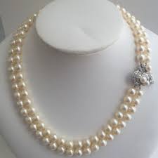 Vintage Double Strand Akoya Pearl Necklace With Diamond 14k White Gold Clasp With Images Real Pearl Necklace Cheap Pearl Necklace Genuine Pearl Necklace