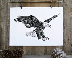 Black And White Eagle Painting Digital Download Art Prints Unique Wall Decor Prints For Etsy Eagle Painting Eagle Print Prints