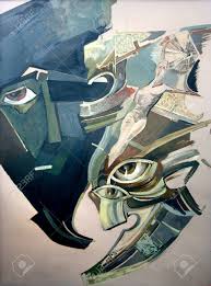 Rostros Humanos Abstractos. Pintura Abstracta Original, óleo Sobre Lienzo  Fotos, Retratos, Imágenes Y Fotografía De Archivo Libres De Derecho. Image  37666071.