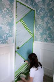 30 amazing front door color ideas for a cute and kitschy home How To Paint A Pattern On A Door Geometric Painted Door Charleston Crafted Frogtape Paint Painted Doors Bedroom Door Painting Door Painting Ideas Bedroom