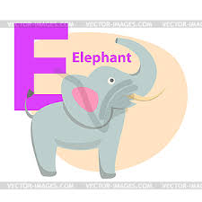 Enjoy art and have fun being . Children S Alphabet Icon Cartoon Elephant Letter E Vector Clip Art