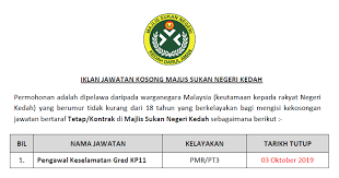 Career in forest research institute malaysia (frim). Jawatan Kosong Majlis Sukan Negeri Kedah Kelayakan Pmr Pt3 Ejawatankini Com