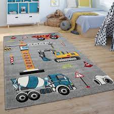 Autos, straßen & sterne für jungen: Kinder Teppich Kinderzimmer Bagger Baustelle Teppichcenter24