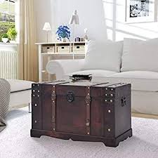 Chest coffee table for rustic trunk tables living room furniture chests diy redo best 10 stylish with storage grinnell wooden box decorative trunks by sierra concepts handmade style dark hampshirerustic jali sheesham wood honey colour solid progressive foxcroft in pine canada leather vintage streamer. Amazon Com Treasure Chest Table Decorative Wooden Storage Trunk Box For Coffee Table And Storing Withwith Latch Closure 66x38x40 Cm Home Improvement