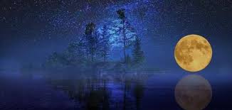 توبيكات عن القمر والنجوم والليل Full Moon Landscape Lake