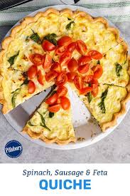 Spinach Sausage And Feta Quiche Recipe Breakfast Brunch Recipes Recipes Brunch Recipes