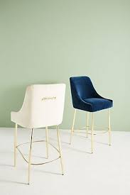 Velvet Elowen Bar Stool These Blue Ones Could Work At The Counter If The Dining Chairs Are Gol Velvet Dining Chairs Bar Chairs Kitchen Outdoor Furniture Chairs