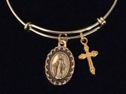 Exclusively available from jared® the galleria of jewelry. Miraculous Mary Virgin Mary Gold Expandable Charm Bracelet Cross Adjus Jules Obsession