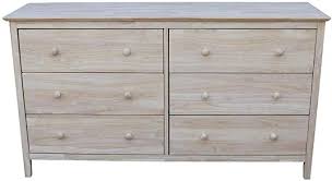 Amazon Com International Concepts Dresser With 6 Drawers Unfinished Home Kitchen In 2020 Unfinished Wood Furniture Shaker Style Furniture Solid Wood Dresser