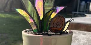 Stained Glass Plant with Snail