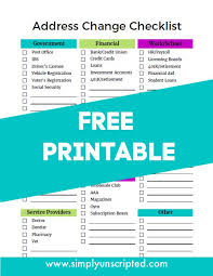Printable Address Change Checklist For Moving Change Address Checklist Change Of Address Moving Checklist