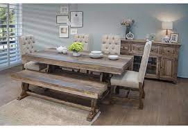 Arranging a dining room can be as simple as having a table and chairs. International Furniture Direct Marquez Ifd435 1ctb 4x1bst24 1ben24 6 Piece Rectangular Counter Height Table 4 Upholstered Barstools And Counter Height Bench Set Sam Levitz Outlet Table Chair Set With Bench