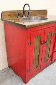 This is an easy build that only requires a few tools! Rustic Farmhouse Vanity Copper Sink 42 Barn Red Bathroom Vanity Bathroom Vanity With Sink Rustic Vanity Farmhouse Vanity