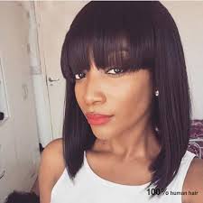 Black Bob Wig With Bangs Human Hair High Quality Short Bob Brazilian Human Hair Lace Front Wigs With Bangs Queen Hairly Front Lace Wigs Human Hair Wig Hairstyles Human Hair Wigs