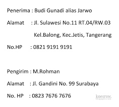 2 contoh format penulisan alamat tujuan paket. Cara Penulisan Kirim Paket Barang