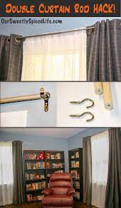 Double Curtain Rod Hack Easy Curtain Diy Our Sweetly Spiced Life Diy Curtains Diy Window Treatments Diy Curtain Rods