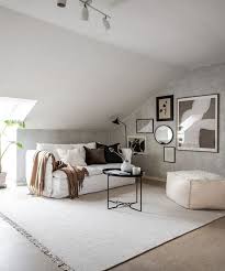 Attic Apartment With Mineral Walls In 2020 Attic Apartment Living Room Decor Apartment Home Living Room