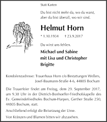 Traueranzeigen von Helmut Horn