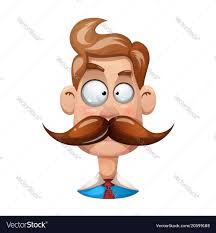 Funny cute cartoon man mustache Royalty Free Vector Image