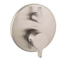 Hansgrohe Metris S E 2 Handle Thermostatic Valve Trim Kit With Volume Control In Brushed Nickel Valve Not Included Nickels Brushed Nickel Faucet Brushed Nickel Shower Systems