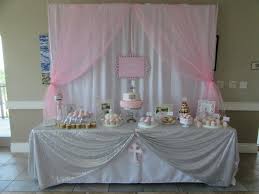 Baby Girl Pink Baptism Dessert Table Cake Table Baby Girl Baptism Baptism Girl Baby Blessing