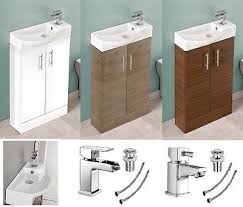 Minimalist Compact Slimline 500mm Small Cloakroom Vanity Unit Basin 50cm Tap Sinks Bath Cloakroom Vanity Unit Vanity Units Bathroom Construction