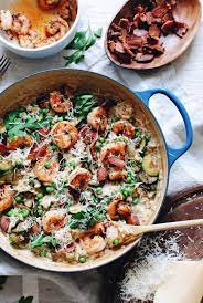 Risotto With Shrimp Bacon And Zucchini Bev Cooks Recipe Risotto Recipes Risotto Cooking