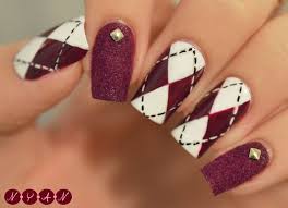 n y a n argyle nails plaid nails nail art