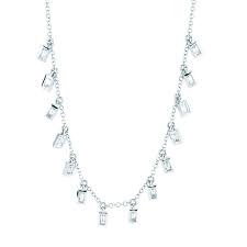 Located in new york, ny. Dangling Bezel Set Baguette Diamond Necklace In White Gold New York Jewelers Chicago