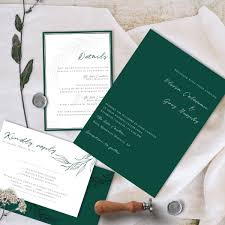 Dark Green Elegant Wedding Invitation Green Wedding Invitations Elegant Wedding Invitations Greenery Wedding Invitations