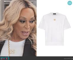 WornOnTV: Karen's white DG embellishe logo tee