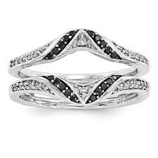 Black And White Engagement Ring Qgold Com 14k White Gold Black White Diamond Ring Guard Black White Diamond Ring Vintage Style Rings Black Diamond Jewelry