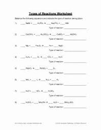 Chemical Reactions Types Worksheet Best Of Six Types Of Chemical Reaction Worksheet Types Of In 2020 Reaction Types Chemistry Worksheets Worksheets