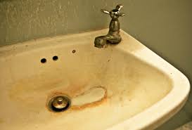 rust stain on a porcelain sink