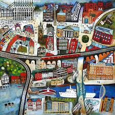 Welcome To Newcastle By Rob Hain Edinburgh Arts Illustrated Map Newcastle Poster Art