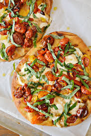 A Roasted Tomato And Basil Flatbread Topped With Extra Virgin Olive Oil And Balsamic Reduction This Capr Flatbread Pizza Recipes Flatbread Pizza Pizza Recipes