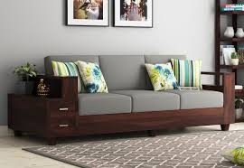 Sofas are an integral part of the modern living room that call for relaxed, inviting, and comfortable seating experience. Solace 3 Seater Wooden Sofa Walnut Finish Wooden Sofa Designs Sofa Bed Design Wooden Sofa
