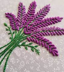 Embroidery Art Lavender Flower Hand Stitched Using Anchor Threads And Cotton And Polyneon Brazilian Embroidery Hand Embroidery Designs Ribbon Embroidery