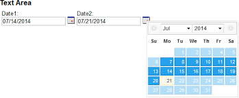 V Code Java Script Two Popup Calendars Start And End Date