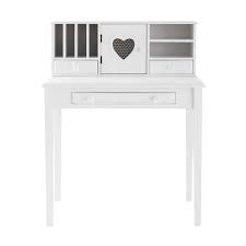 Sekretär isab schreibtisch weiß massiv mangoholz shabby design landhaus vintage. Schreibtisch Sekretar Mit 1 Tur Und 3 Schubladen Weiss Valentine Maisons Du Monde