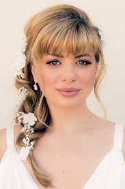24 Charming Wedding Hairstyles With Bangs Hairstyles With Bangs Long Braided Hairstyles Wedding Hairstyles Medium Length