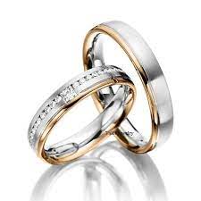 His Hers Mens Womens Matching 18k White And Rose Gold Two Tone Gold Wedding Bands Rings Set Wedding Ring Bands Matching Wedding Ring Sets Cool Wedding Rings