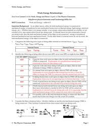 Work Energy And Power Worksheet Answers Physics Classroom Chartsheet Net In 2020 Work Energy And Power Relationship Worksheets Physics Classroom