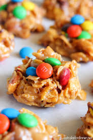 No Bake Peanut Butter M M Corn Flake Cookies Cereal Bars Recipes Cereal Recipes Cereal Treats