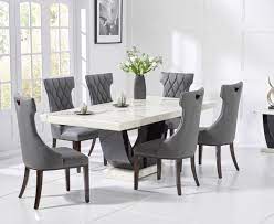 These guidelines enable you to find appropriate dining room furniture sets that can seat all the members of your family. Raphael 200cm White Pedestal Marble Dining Table With Freya Chairs